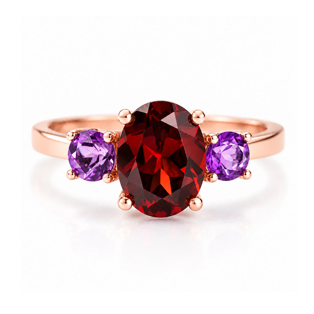 Hallie, Garnet and Amethyst Trilogy Ring - Victoria's Jewellery