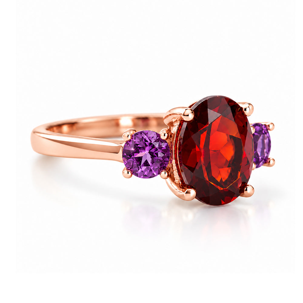 Hallie, Garnet and Amethyst Trilogy Ring - Victoria's Jewellery