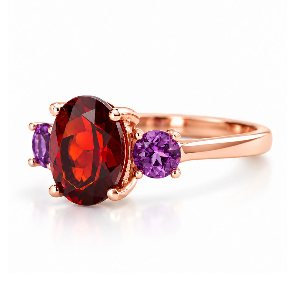 Hallie, Garnet and Amethyst Trilogy Ring - Victoria's Jewellery