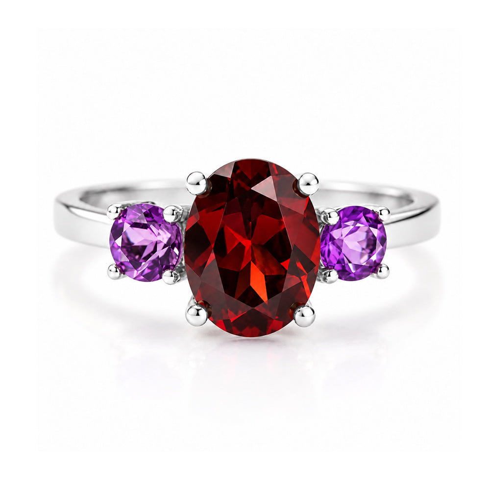 Hallie, Garnet and Amethyst Trilogy Ring - Victoria's Jewellery