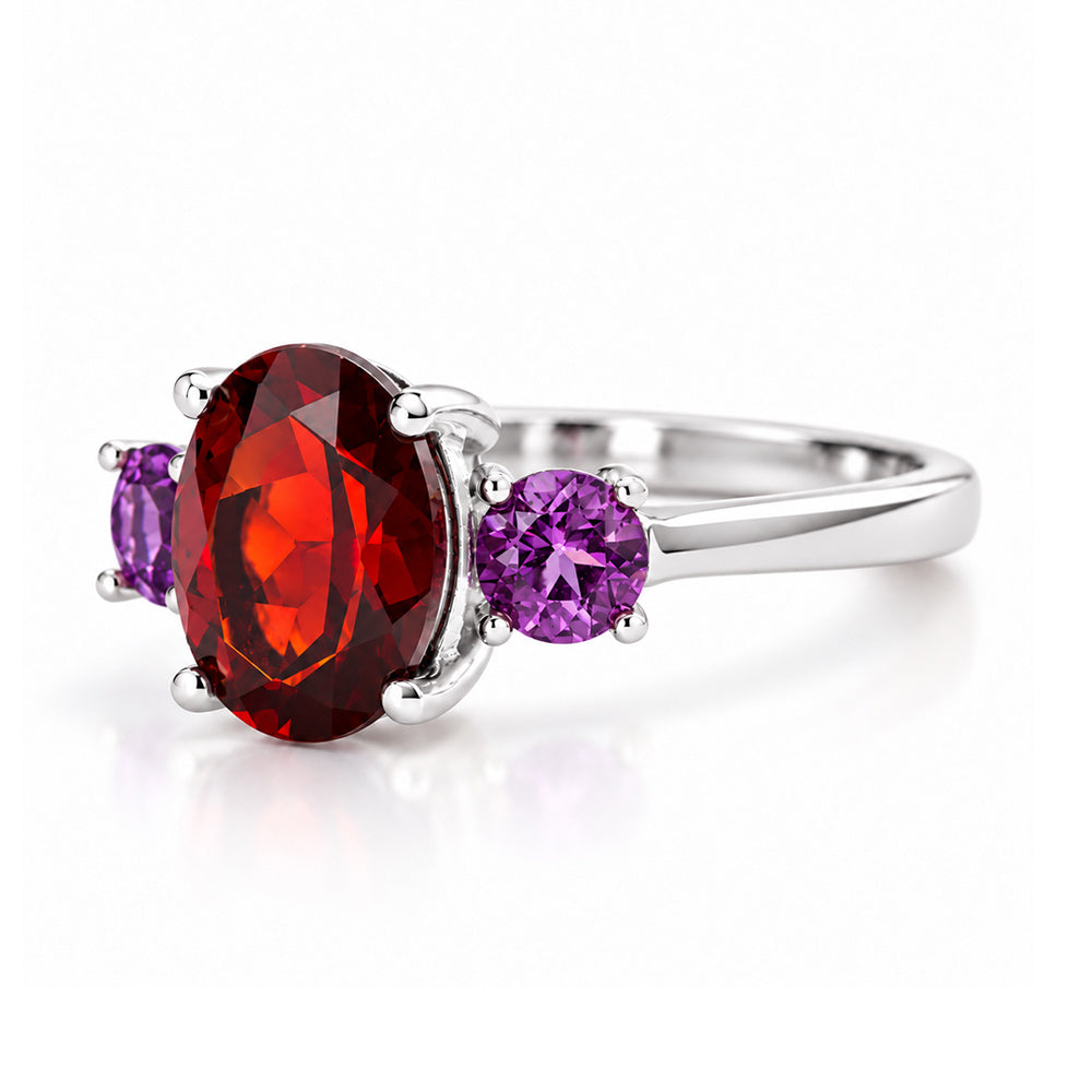 Hallie, Garnet and Amethyst Trilogy Ring - Victoria's Jewellery