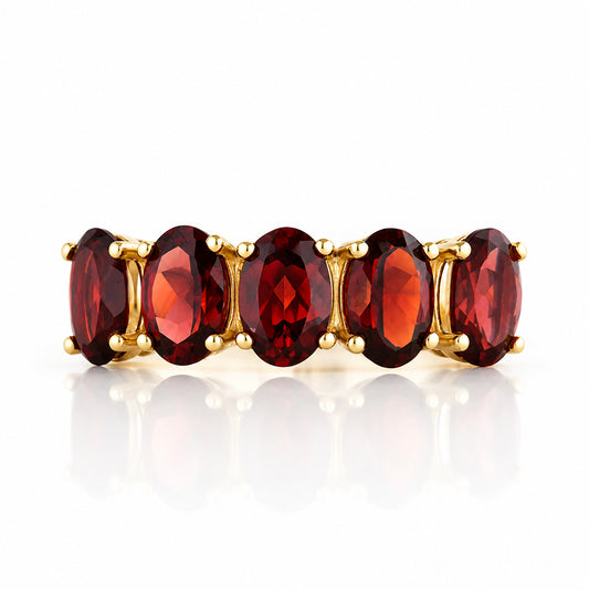 Arabella, a Garnet Half Eternity Ring - Victoria's Jewellery