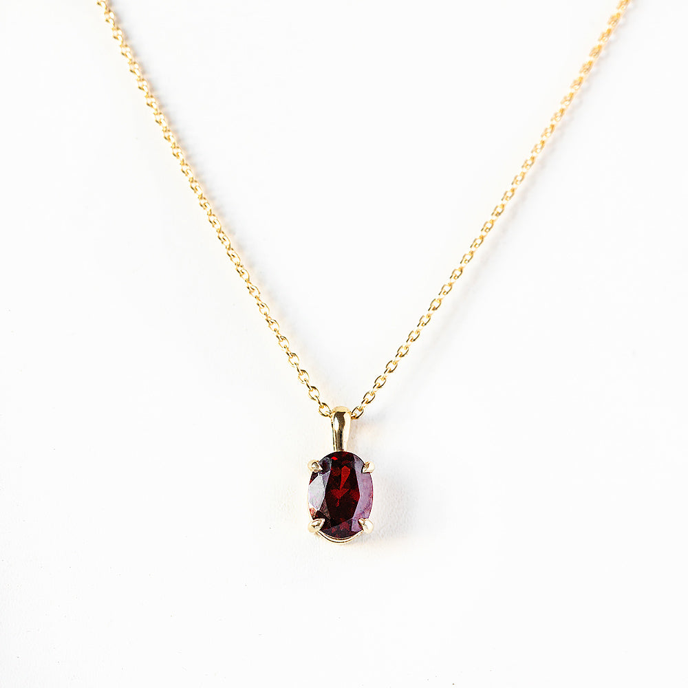 Luna, Oval cut Garnet Pendant - 8x6mm