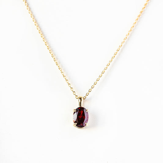 Luna, Oval cut Garnet Pendant - 8x6mm - Victoria's Jewellery