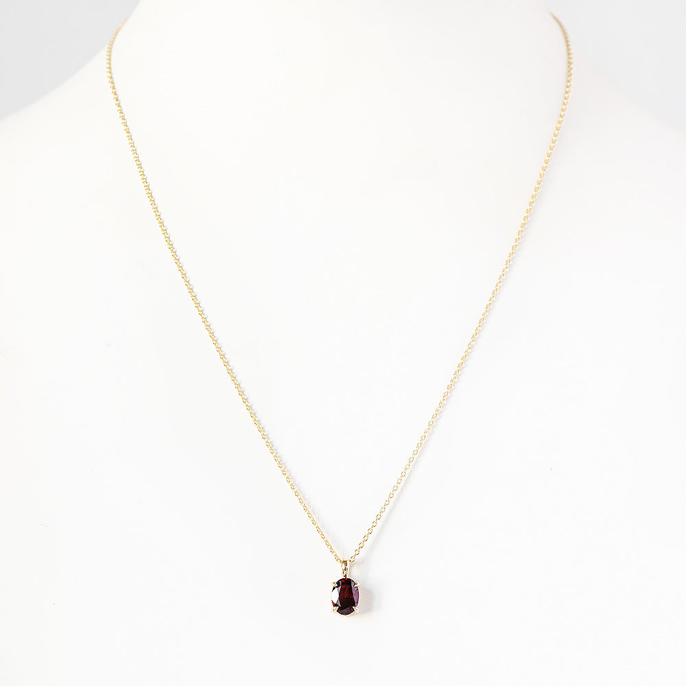 Luna, Oval cut Garnet Pendant - 8x6mm