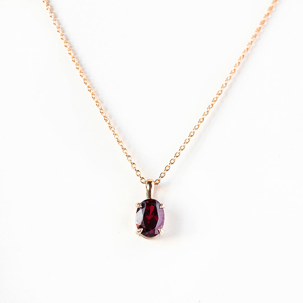 Luna, Oval cut Garnet Pendant - 8x6mm