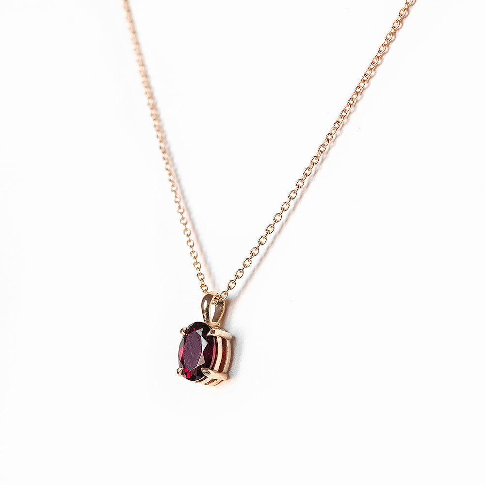 Luna, Oval cut Garnet Pendant - 8x6mm