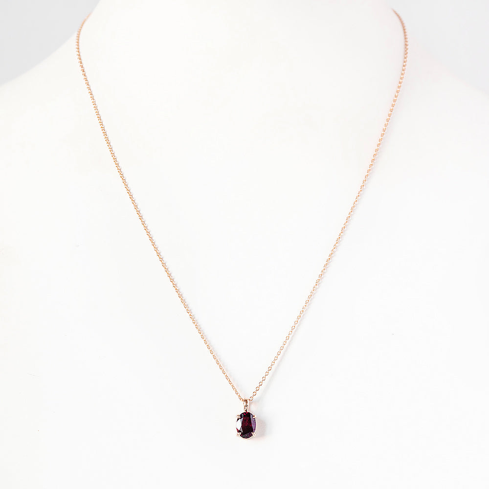 Luna, Oval cut Garnet Pendant - 8x6mm