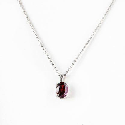 Luna, Oval cut Garnet Pendant - 8x6mm