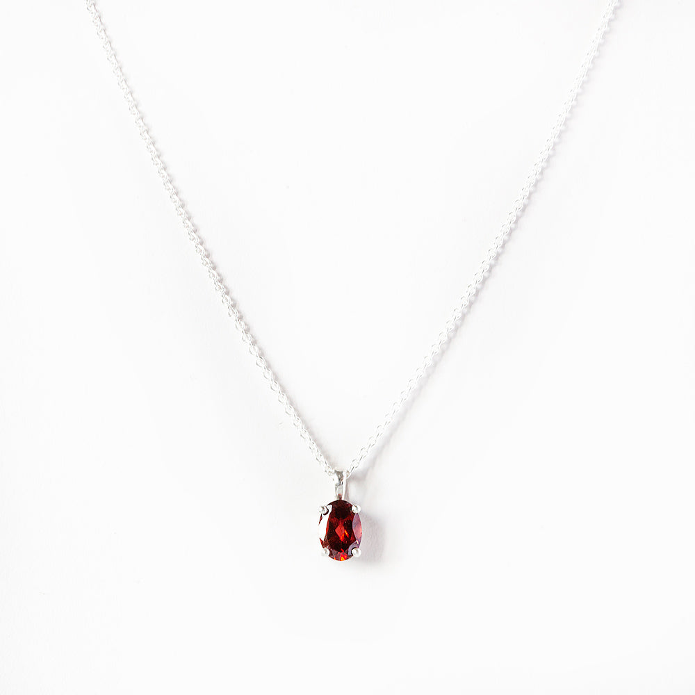 Luna, an Oval cut Garnet Necklace - 7x5mm