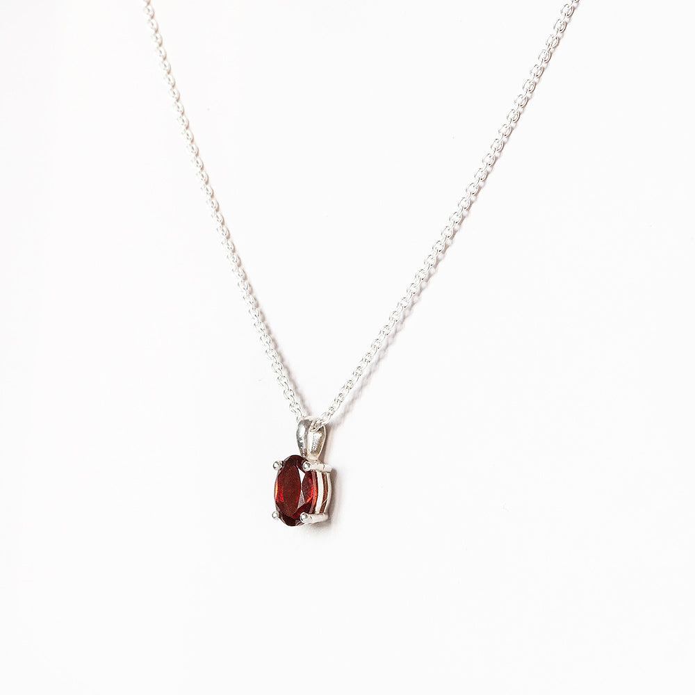 Luna, an Oval cut Garnet Necklace - 7x5mm