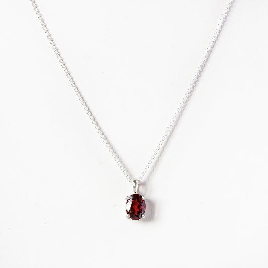 Luna, an Oval cut Garnet Necklace - 8X6mm