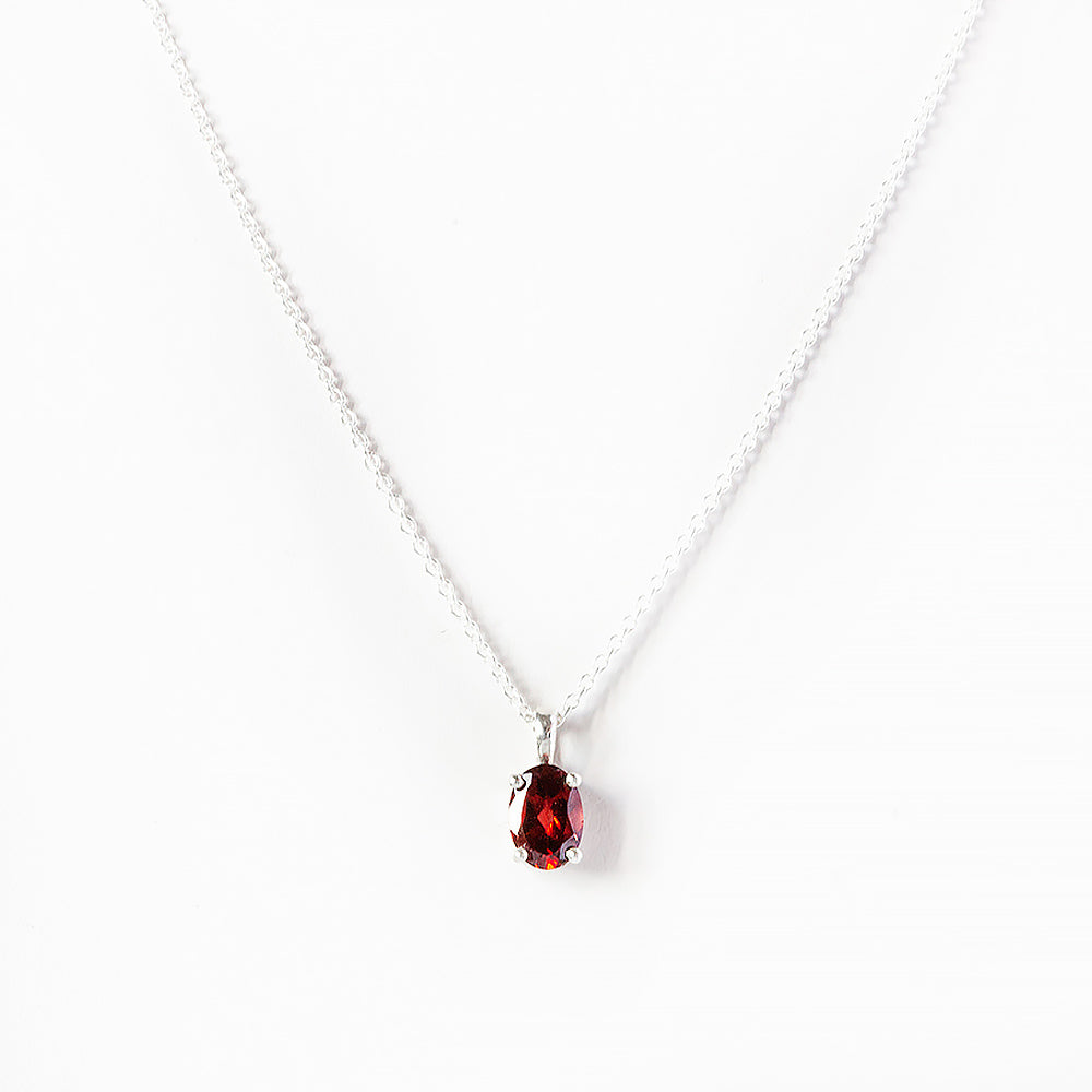 Oval cut Garnet Solitaire Necklace - Victoria's Jewellery