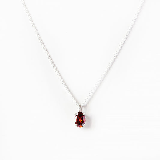 Oval cut Garnet Solitaire Necklace - Victoria's Jewellery