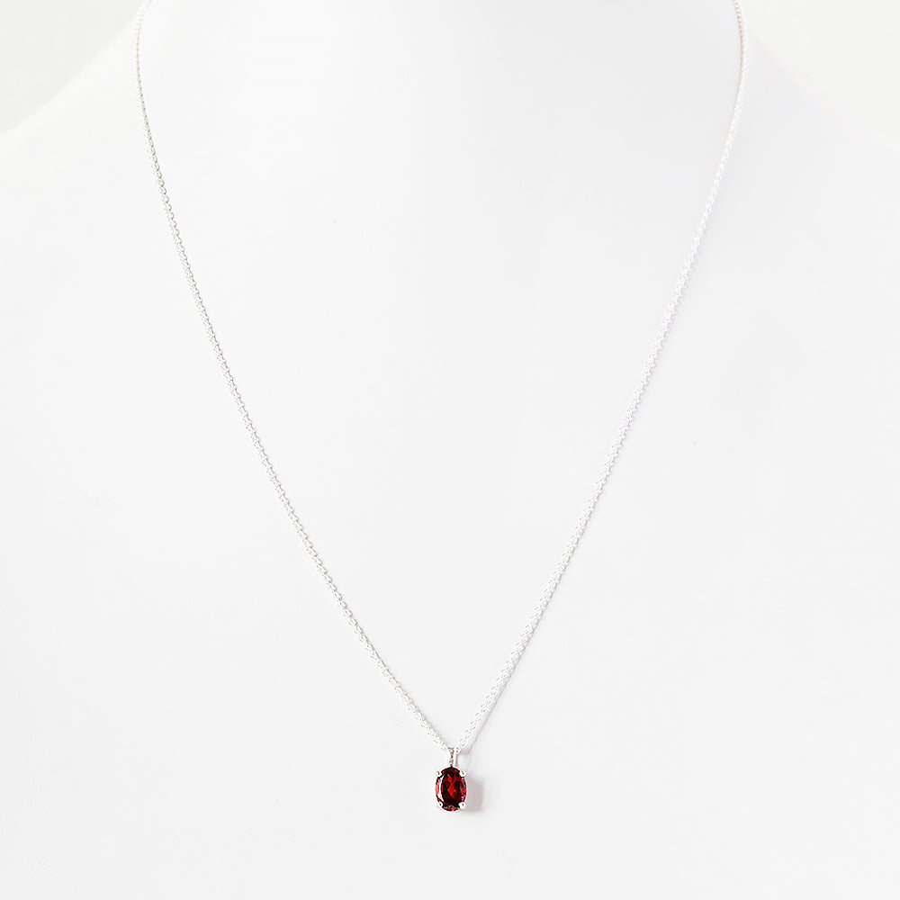 Oval cut Garnet Solitaire Necklace - Victoria's Jewellery