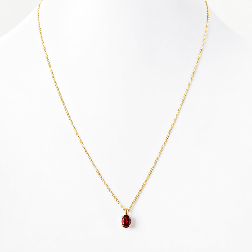 Luna, Oval cut Garnet Pendant - 7x5mm - Victoria's Jewellery