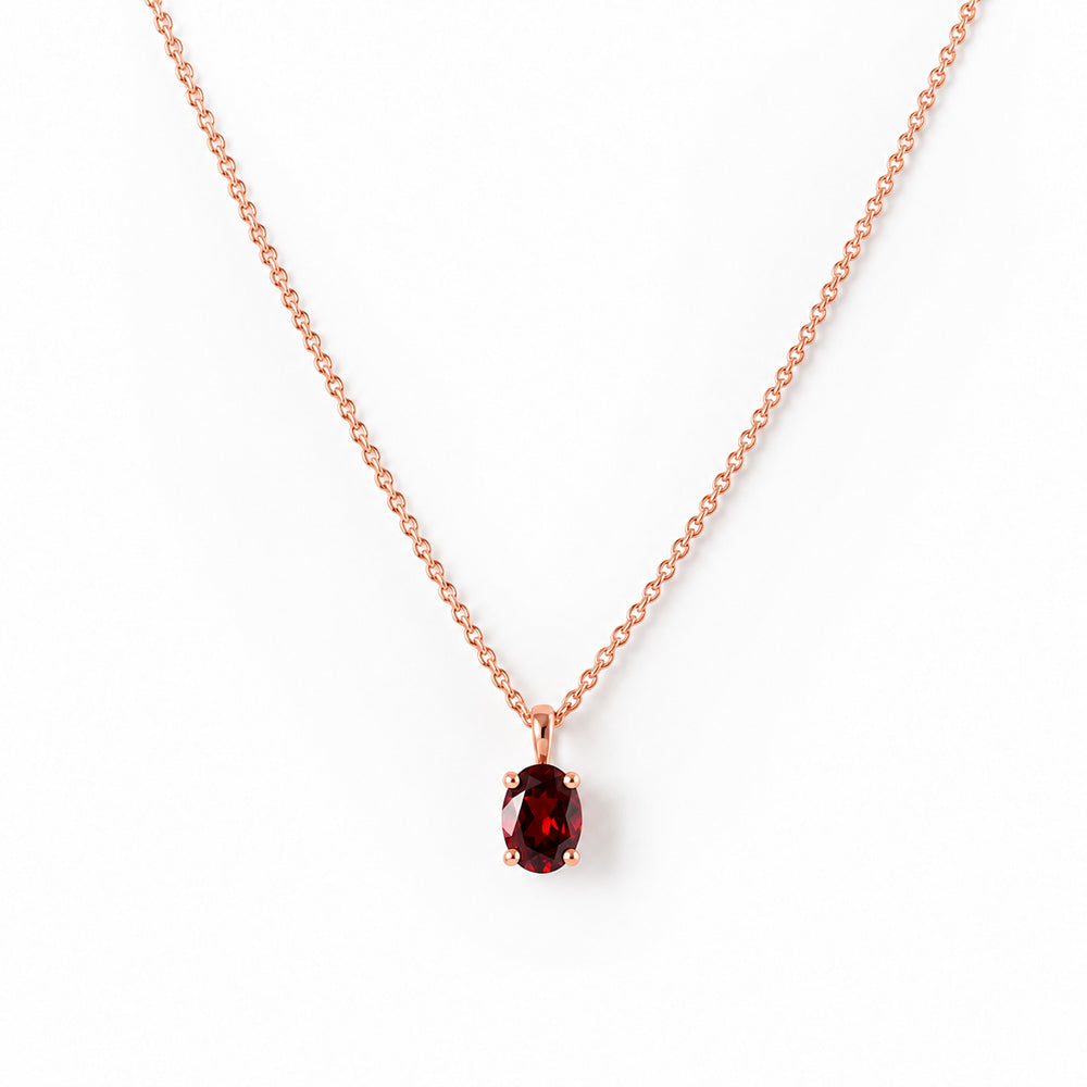 Luna, Oval cut Garnet Pendant - 7x5mm - Victoria's Jewellery