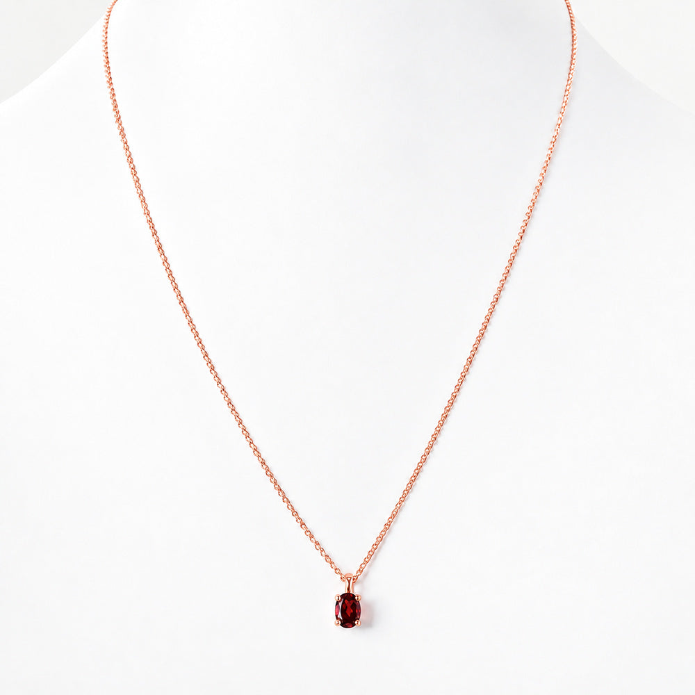 Luna, Oval cut Garnet Pendant - 7x5mm - Victoria's Jewellery