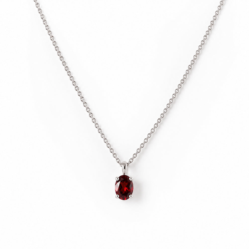 Luna, Oval cut Garnet Pendant - 7x5mm - Victoria's Jewellery