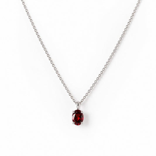 Luna, Oval cut Garnet Pendant - 7x5mm - Victoria's Jewellery