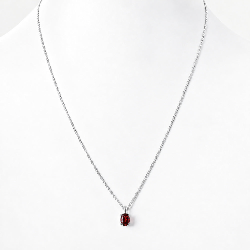 Luna, Oval cut Garnet Pendant - 7x5mm - Victoria's Jewellery