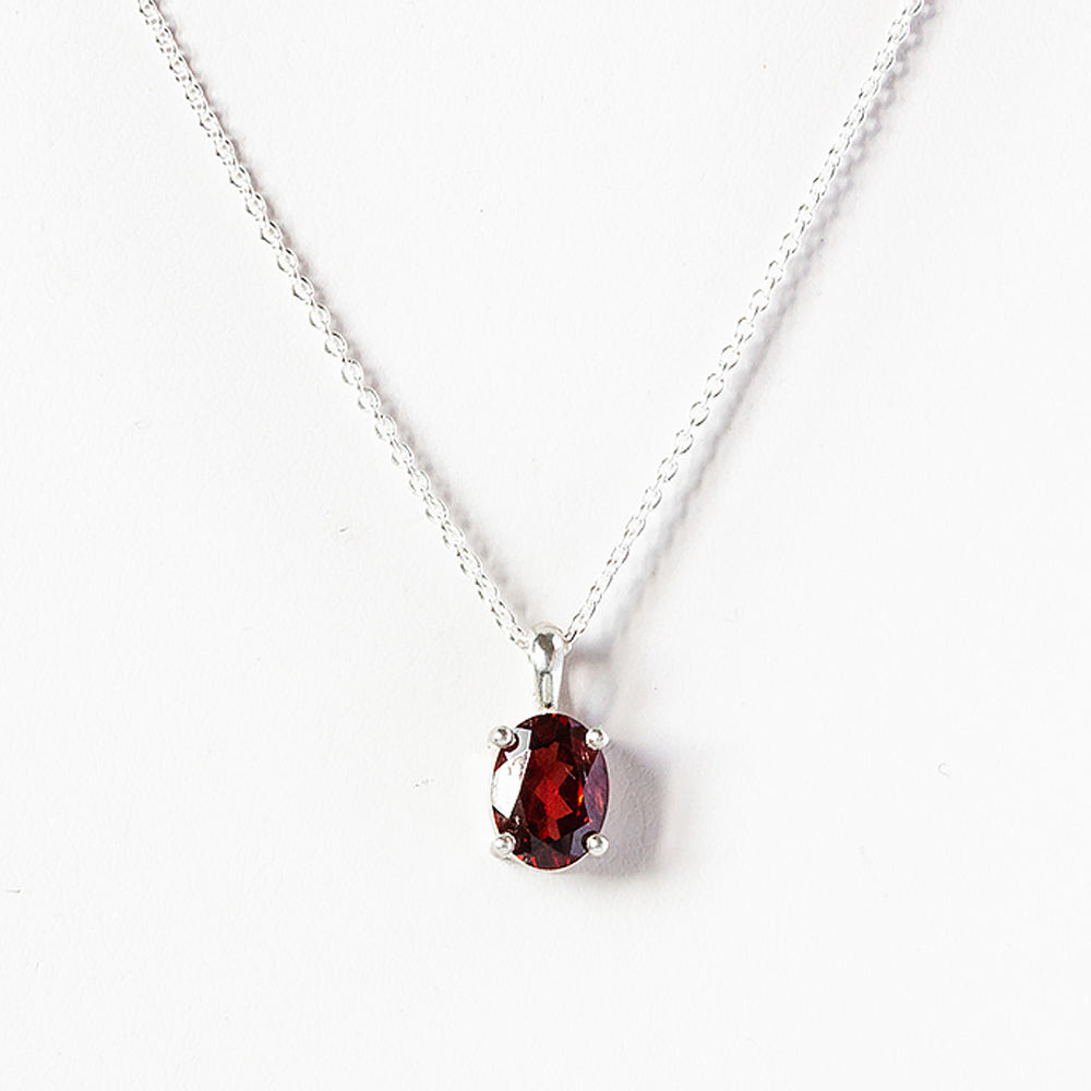 Oval cut Garnet Solitaire Necklace - Victoria's Jewellery