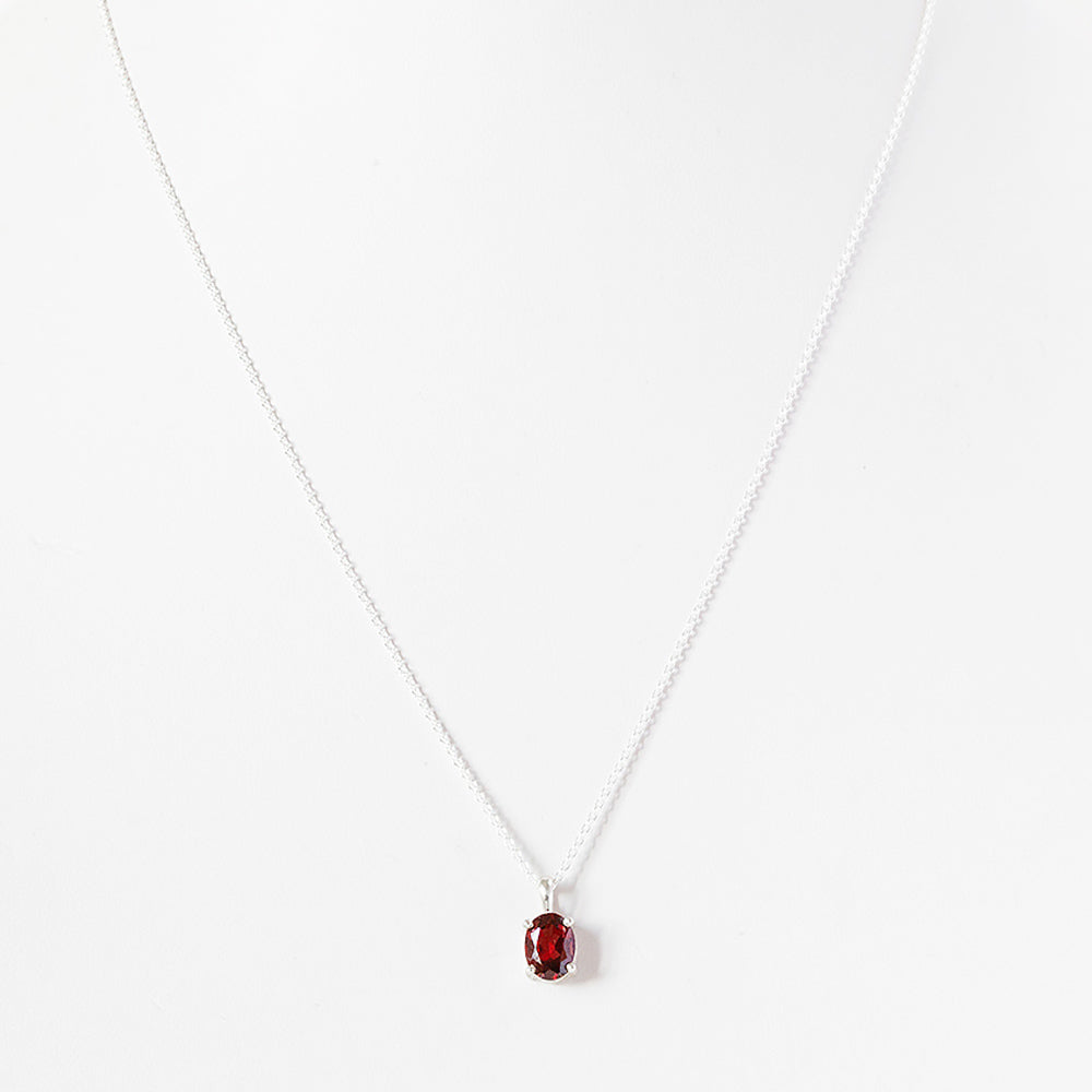 Oval cut Garnet Solitaire Necklace - Victoria's Jewellery