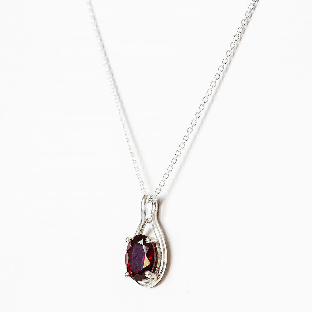 The Infinity Pendant with Garnet - 9x7mm