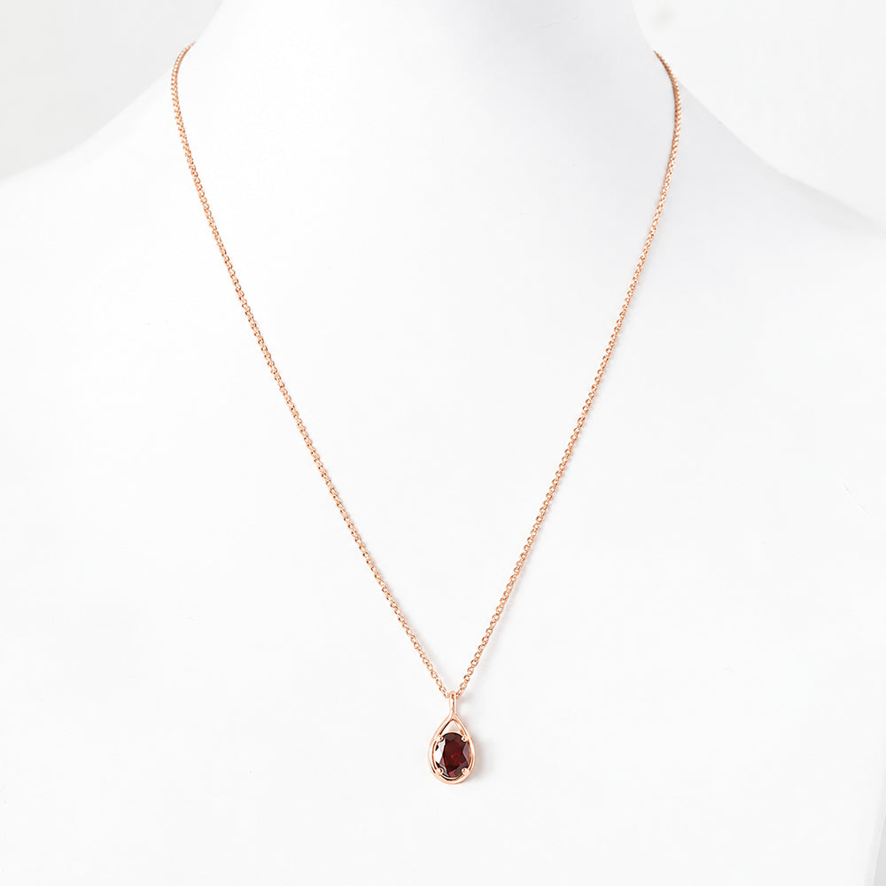 The Infinity Pendant with Garnet - 9x7mm