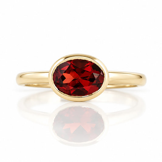 Quinn, Garnet Bezel set Ring - Victoria's Jewellery
