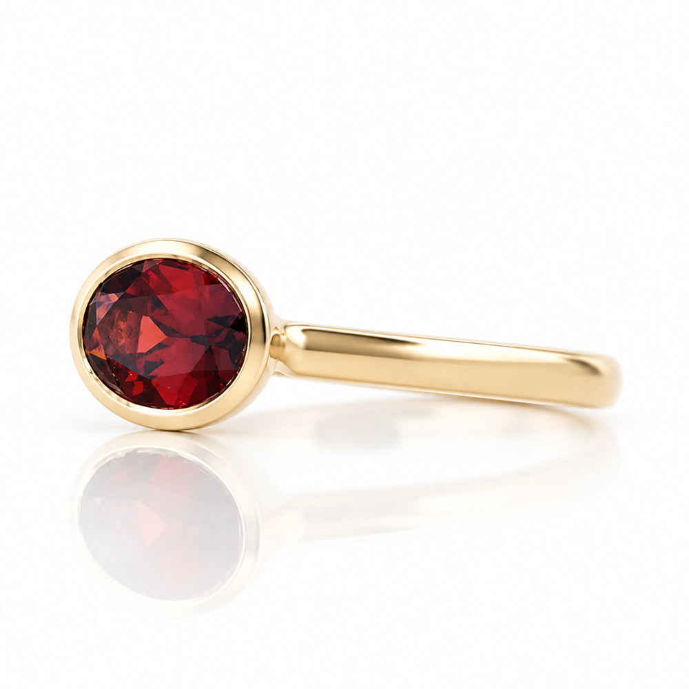 Quinn, Garnet Bezel set Ring - Victoria's Jewellery
