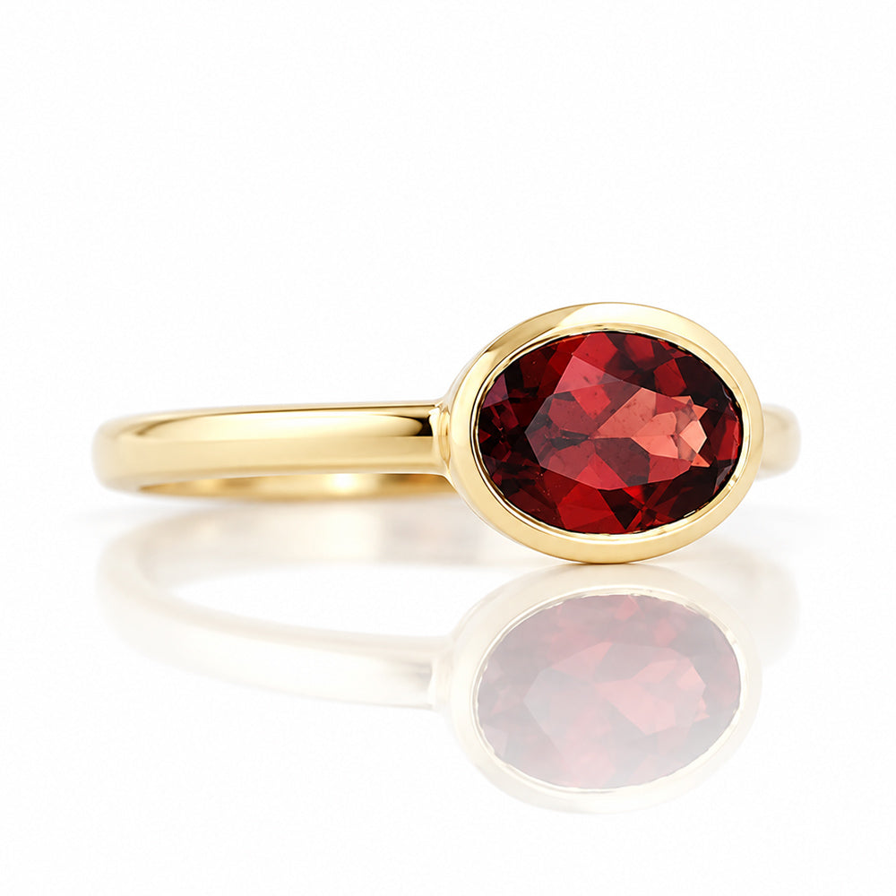 Quinn, Garnet Bezel set Ring - Victoria's Jewellery