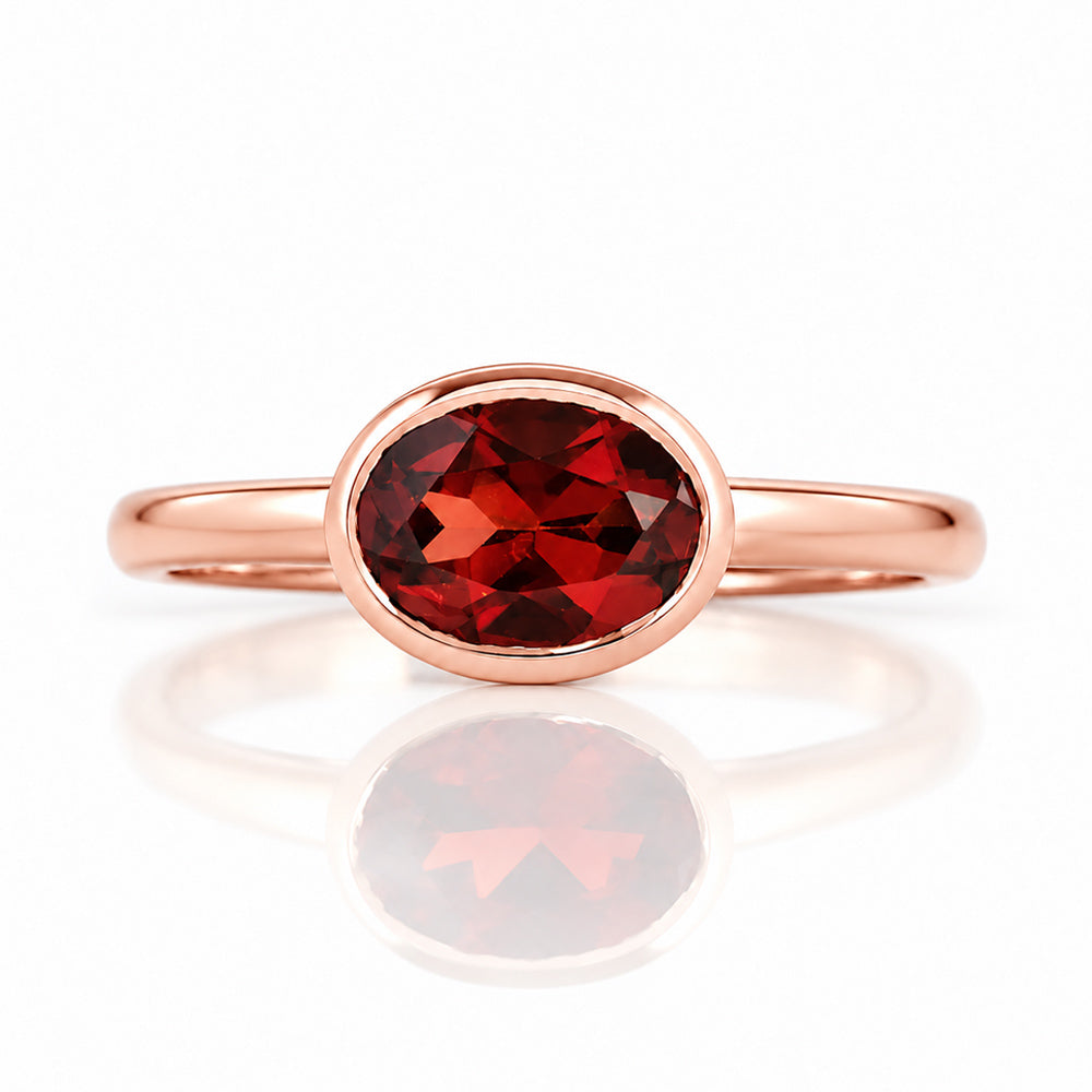 Quinn, Garnet Bezel set Ring - Victoria's Jewellery