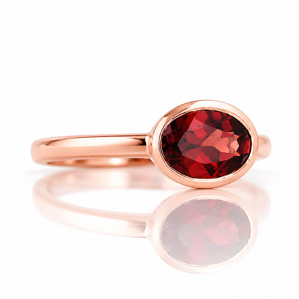 Quinn, Garnet Bezel set Ring - Victoria's Jewellery