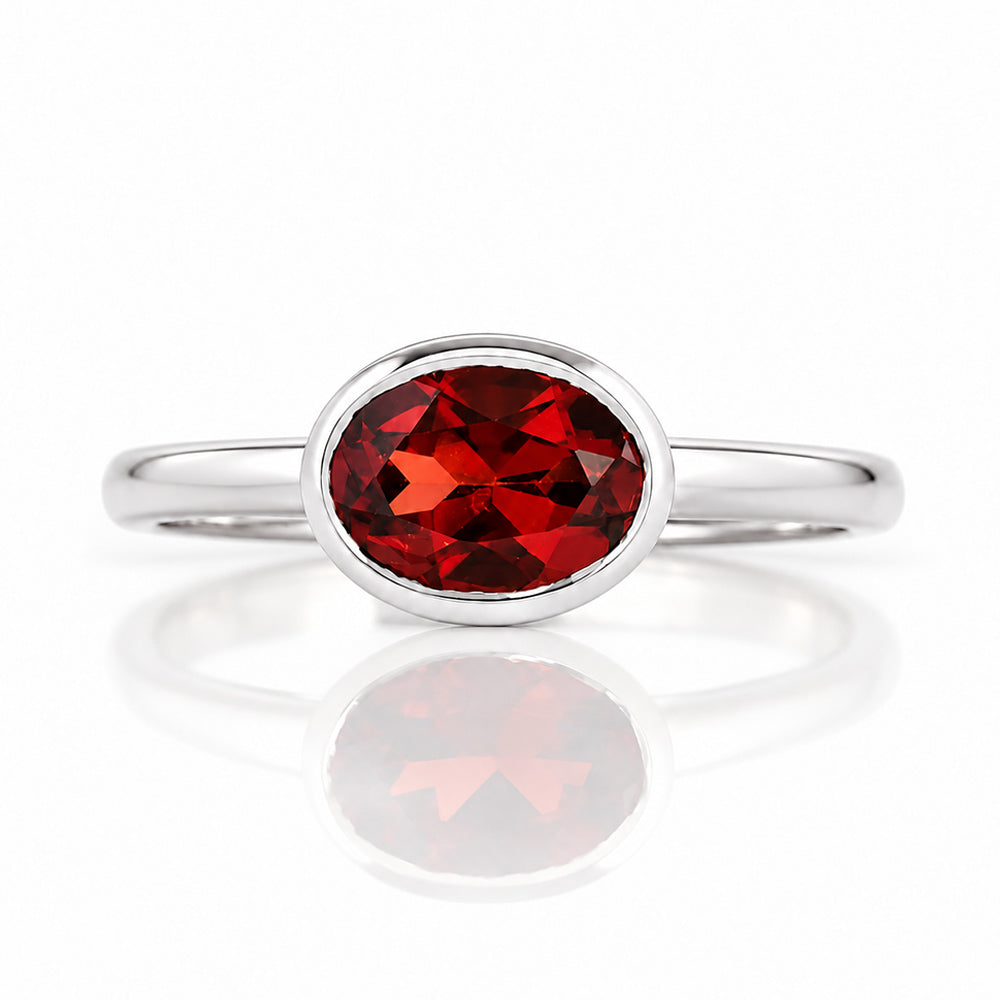 Quinn, Garnet Bezel set Ring - Victoria's Jewellery