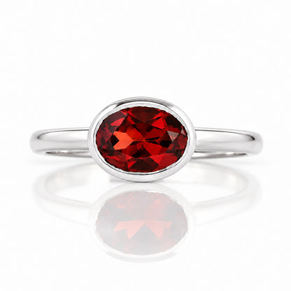 Quinn, Garnet Bezel set Ring - Victoria's Jewellery