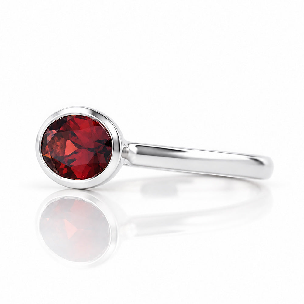 Quinn, Garnet Bezel set Ring - Victoria's Jewellery