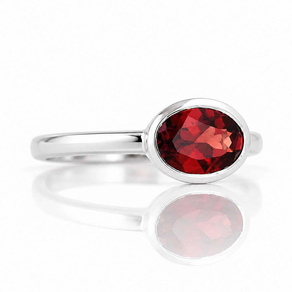 Quinn, Garnet Bezel set Ring - Victoria's Jewellery
