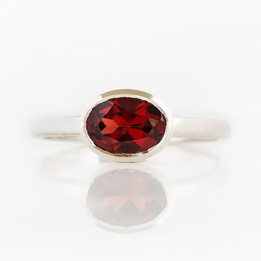 Quinn, an Oval cut Garnet Stack Ring