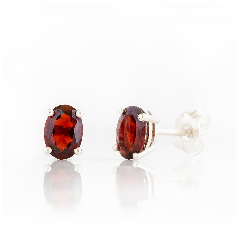 Luna, an Oval cut Garnet Stud Earring - 7x5mm