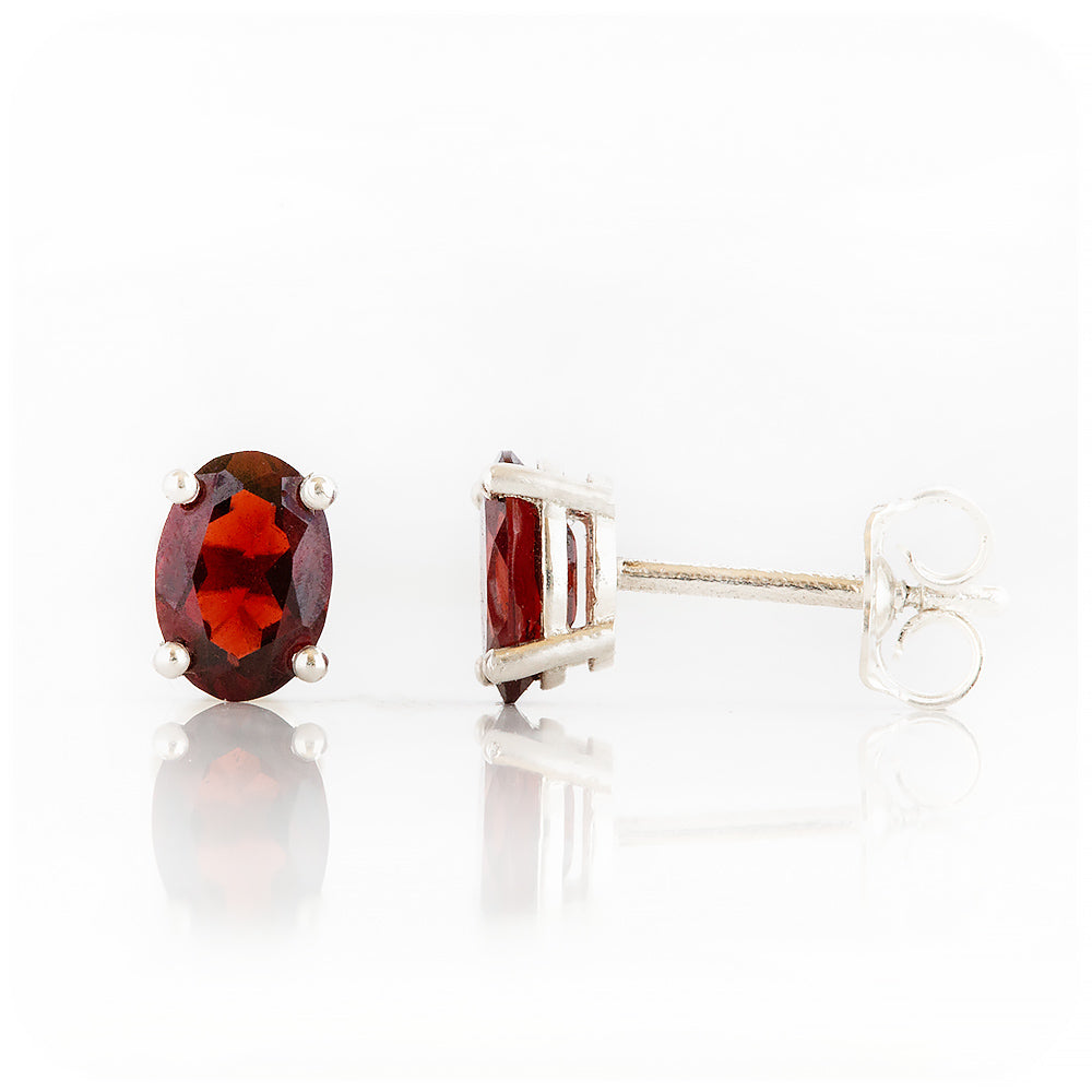 Luna, an Oval cut Garnet Stud Earring - 7x5mm