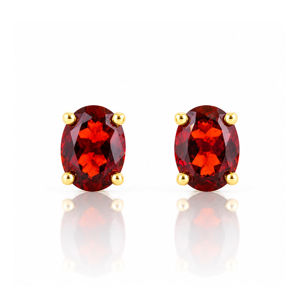 Luna, Oval cut Garnet Stud Earrings - 7x5mm - Victoria's Jewellery