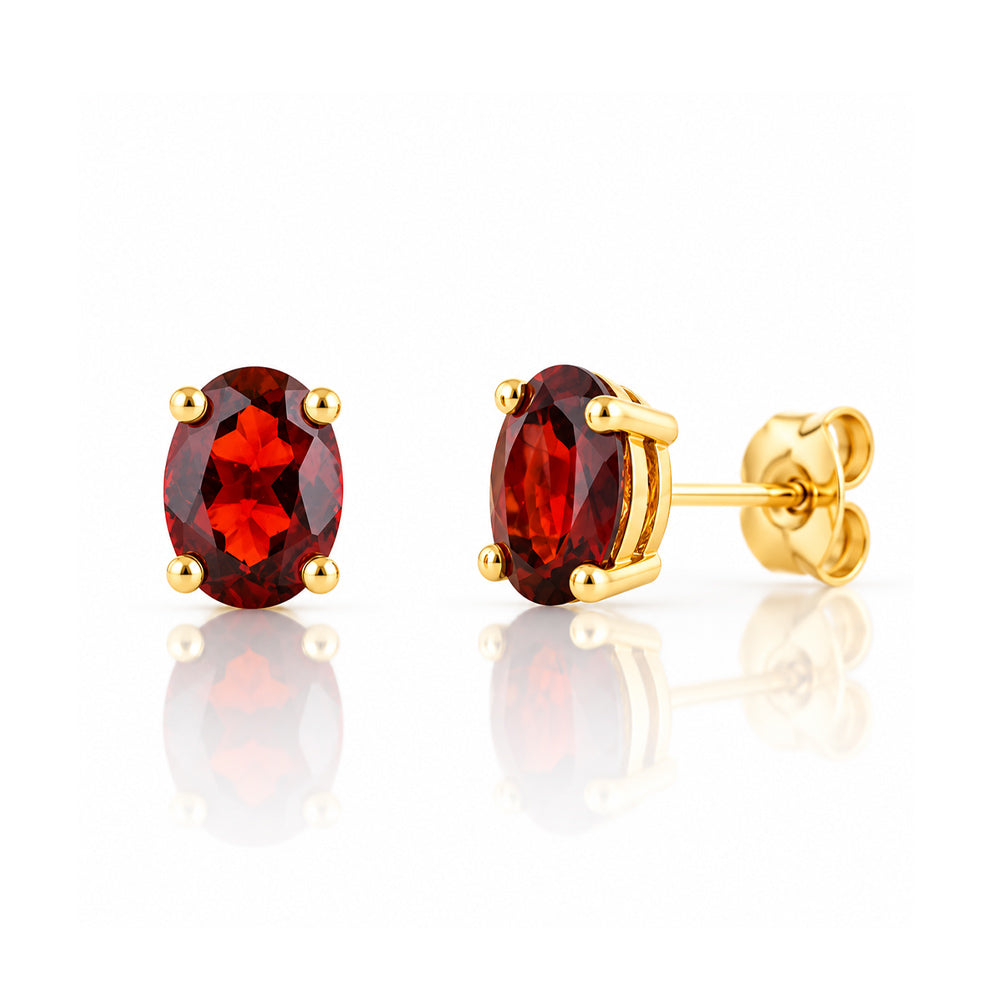 Luna, Oval cut Garnet Stud Earrings - 7x5mm - Victoria's Jewellery