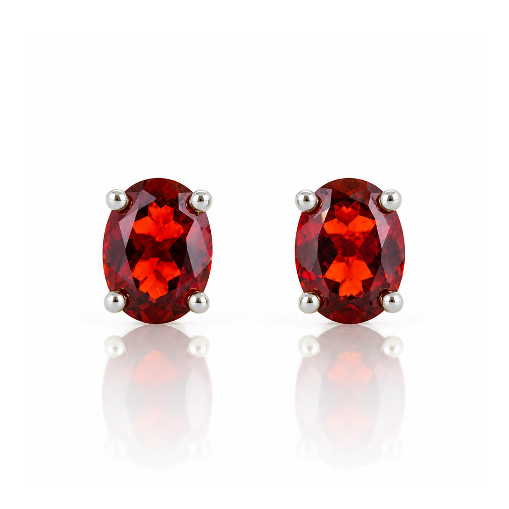 Luna, Oval cut Garnet Stud Earrings - 7x5mm - Victoria's Jewellery