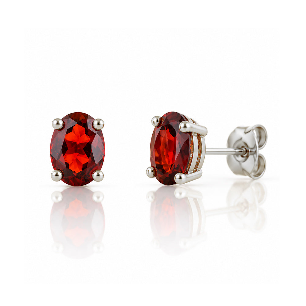 Luna, Oval cut Garnet Stud Earrings - 7x5mm - Victoria's Jewellery