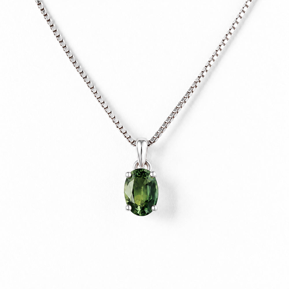 Luna, Oval cut Green Tourmaline Pendant - 7x5mm