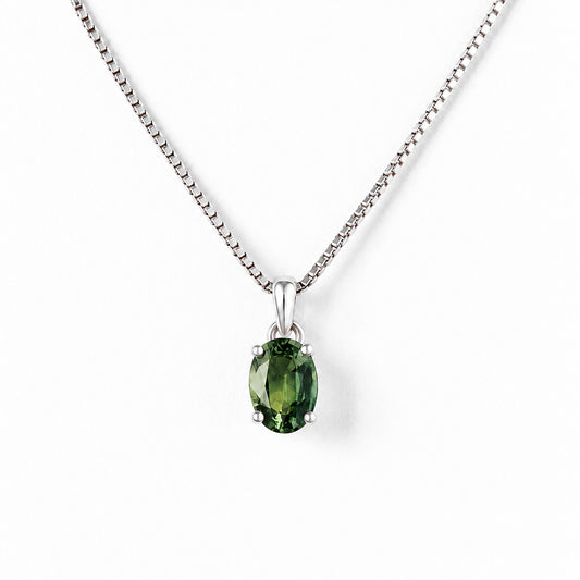 Luna, Oval cut Green Tourmaline Pendant - 7x5mm