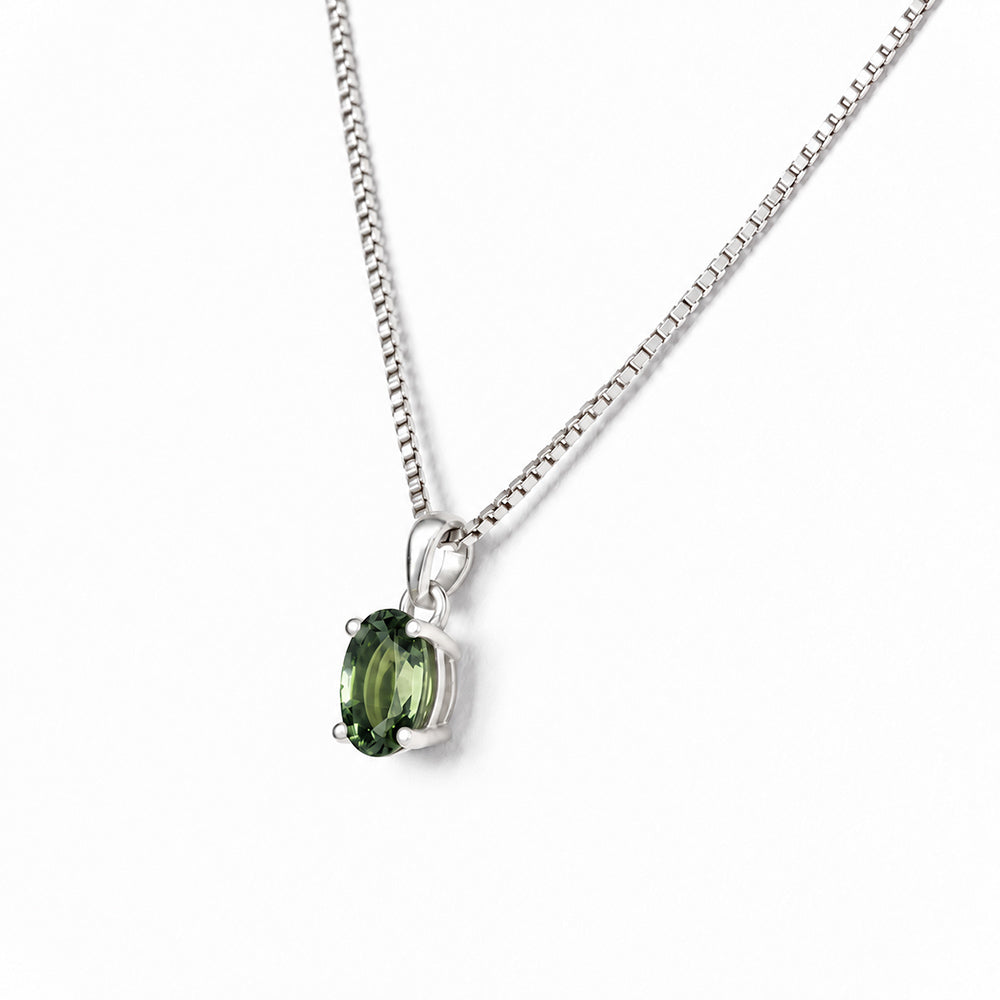 Luna, Oval cut Green Tourmaline Pendant - 7x5mm