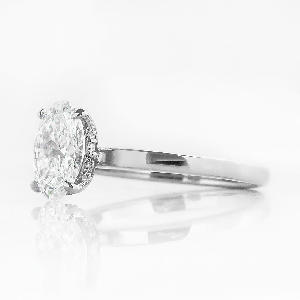 Selene, Hidden Halo Oval cut Lab Diamond Ring - 1.5ct