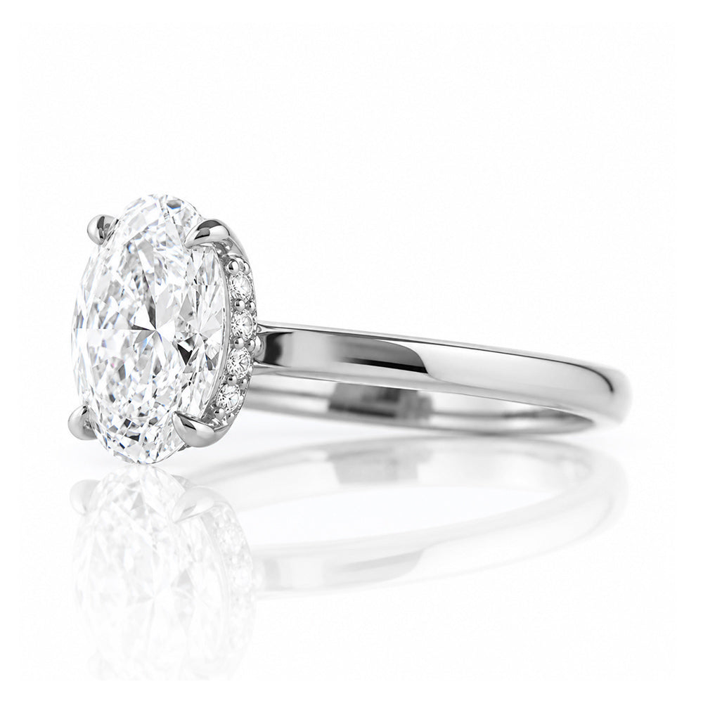 Selene, Hidden Halo Oval cut Lab Diamond Ring - 1.5ct - Victoria's Jewellery